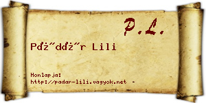 Pádár Lili névjegykártya